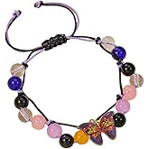 Todu Butterfly Bracelet Braided Rope Healing Crystal Beaded Charm Bracelets Bohemian Boho Vintage Ethnic Summer Beach Jewelry for Women