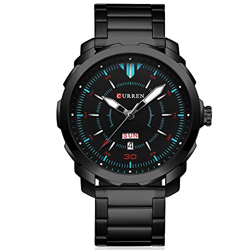 CURREN Relojes para Hombres Sport Reloj de Cuarzo 3ATM Waterproof Hombres Reloj de Acero de tungsteno