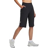 baleaf Women's 14'' Long Shorts Knee Length Capris Quick Dry Lightweight Cargo Hiking Cycling Zipper Pockets UPF 50+