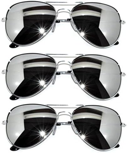 3 Pairs Classic Aviator Style Sunglasses Metal Frame Colored Lens