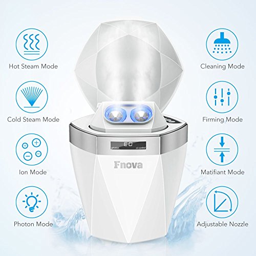 Fnova Nano Ionic Facial Steamer Facial Sauna with Adjustable Hot and Cold Mist Nozzles, Cleansing, Moisturizing, Firming, 3-in-1 Function Face Humidifier for Home SPA
