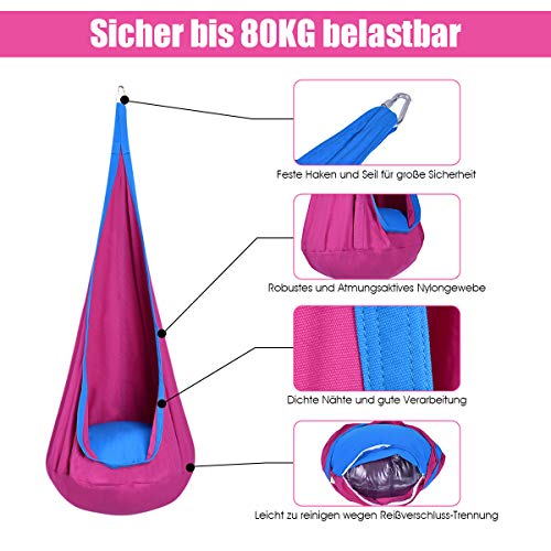 DREAMADE Hängehöhle für Kinder, Hängesessel Kinderhängesitz für innen und draußen, Kinder Hängesack als Fly Schaukel… – Bild 4