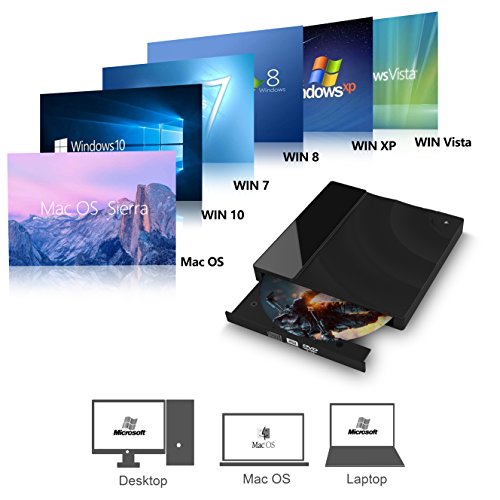 Touch Control External DVD CD Drive,High Speed USB 3.0 External DVD CD Burner Superdrive External CD-RW Drive for MacBook/Computer PC/Laptop/Desktp Windows 10/8/7 /Linux/Mac OS