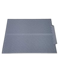 KeepingcooX Self Draining Silicone Drying Mat. 17 x 13 Inches 0.71 lb - Dish and Glassware Sloped Board Silicone Tray in Grey - BPA free, Dish Washer Safe, Heat Resistant Trivet (Large)