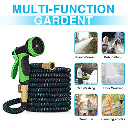 Kranich Garden Hose 100ft Expandable Garden Hose Kink-Free Flexible Water Hose with 10-Pattern Spray Nozzle