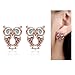 Eternity J. Cute 18K Rose Gold Plated Color Czech Drill Owl Earrings Fancy Stud Earrings (multicolor)