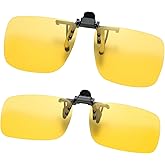 braxan 2 PCS Clip on Day & Night Driving Glasses Vision for Anti Glare Compact Design Relieve Eye Fatigue Wear Over Prescription Glasses Anti Glare Sunglasses