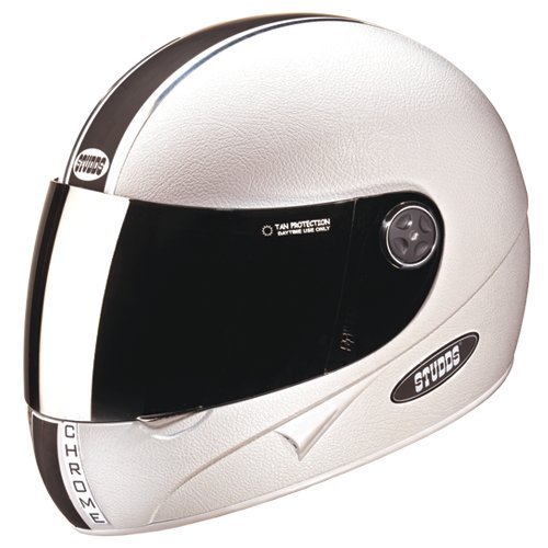 Studds Chrome Eco Helmet With Mirror Visor (White, L) Amazon.in Car