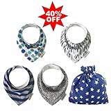 SALE 40% OFF - Baby Bandana Drool Bibs For Boys And Girls, Great For Traveling and Camping with Kids - 4 Pack Gift Set, Absorbent Cotton, 2 Clip Adjustable Snaps, Soft & Comfortable.