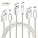 QSSTECH Phone Cable 3 Packs 3FT 6FT 10FT Nylon Braided USB Charging & Syncing Cord Compatible with Phone XS MAX XR X 8 8 Plus 7 7 Plus 6s 6s Plus 6 6 Plus and More (Silver White)