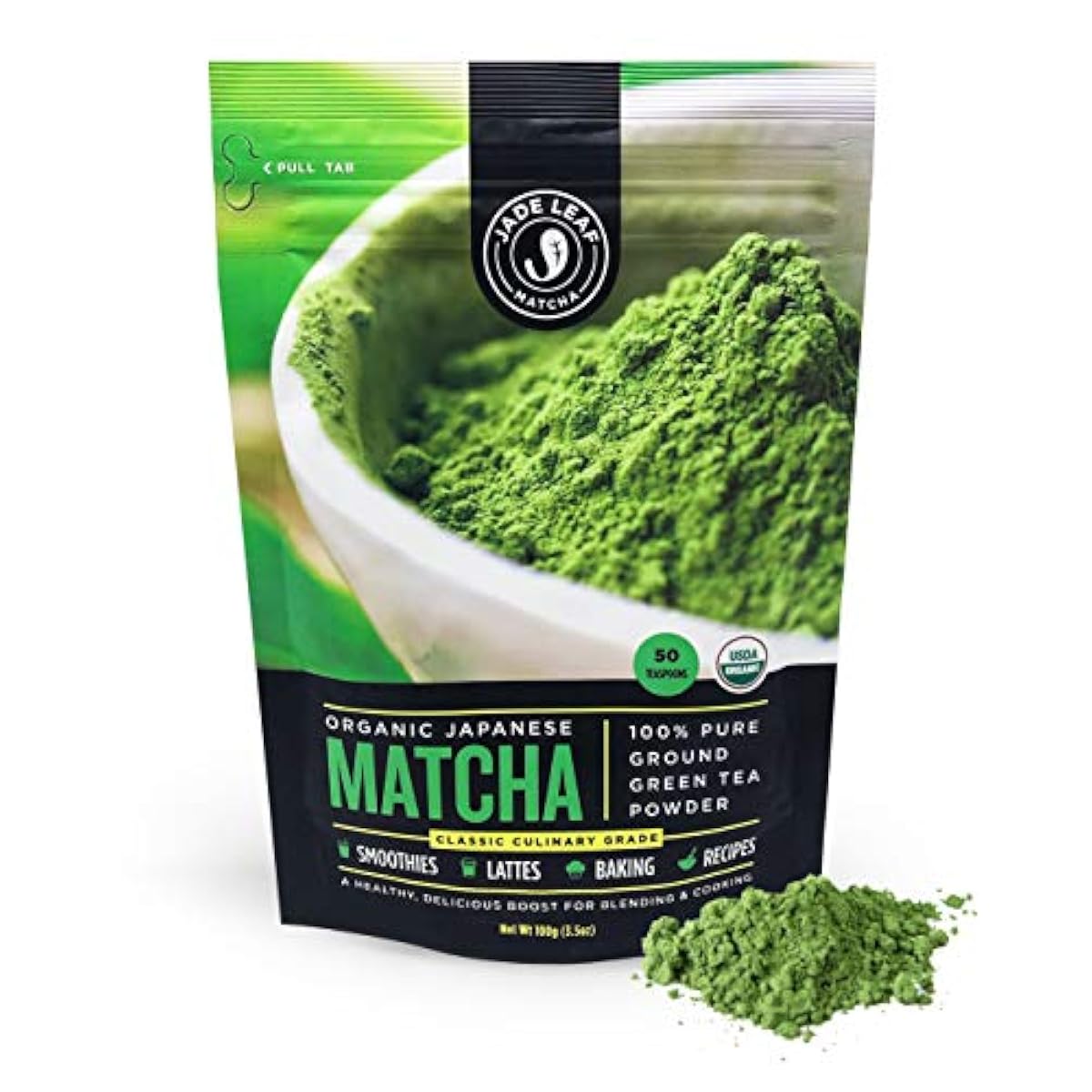 Japanese MATCHA GREEN Tea Powder 100 Pure ORGANIC 100gr by Jade Leaf