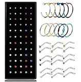 Jstyle Stainless Steel Nose Rings Hoop Nose Stud CZ Piercing for Women Men Hoop Cartilage Tragus Ear Piercing Set (Style C)