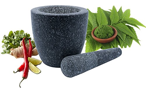 Kota Japan Large Granite Mortar & Pestle Natural Stone Grinder for Spices, Seasonings, Pastes, Pestos and Guacamole - Thumbnail 6
