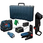 BOSCH PRO GCL165-82CGL 12V Max Connected Green-Beam Cross-Line Laser | VisiMax technology, Smart Pendulum System, 1/8 in. accuracy, contractors, stable mounting, surveying, construction, outdoor