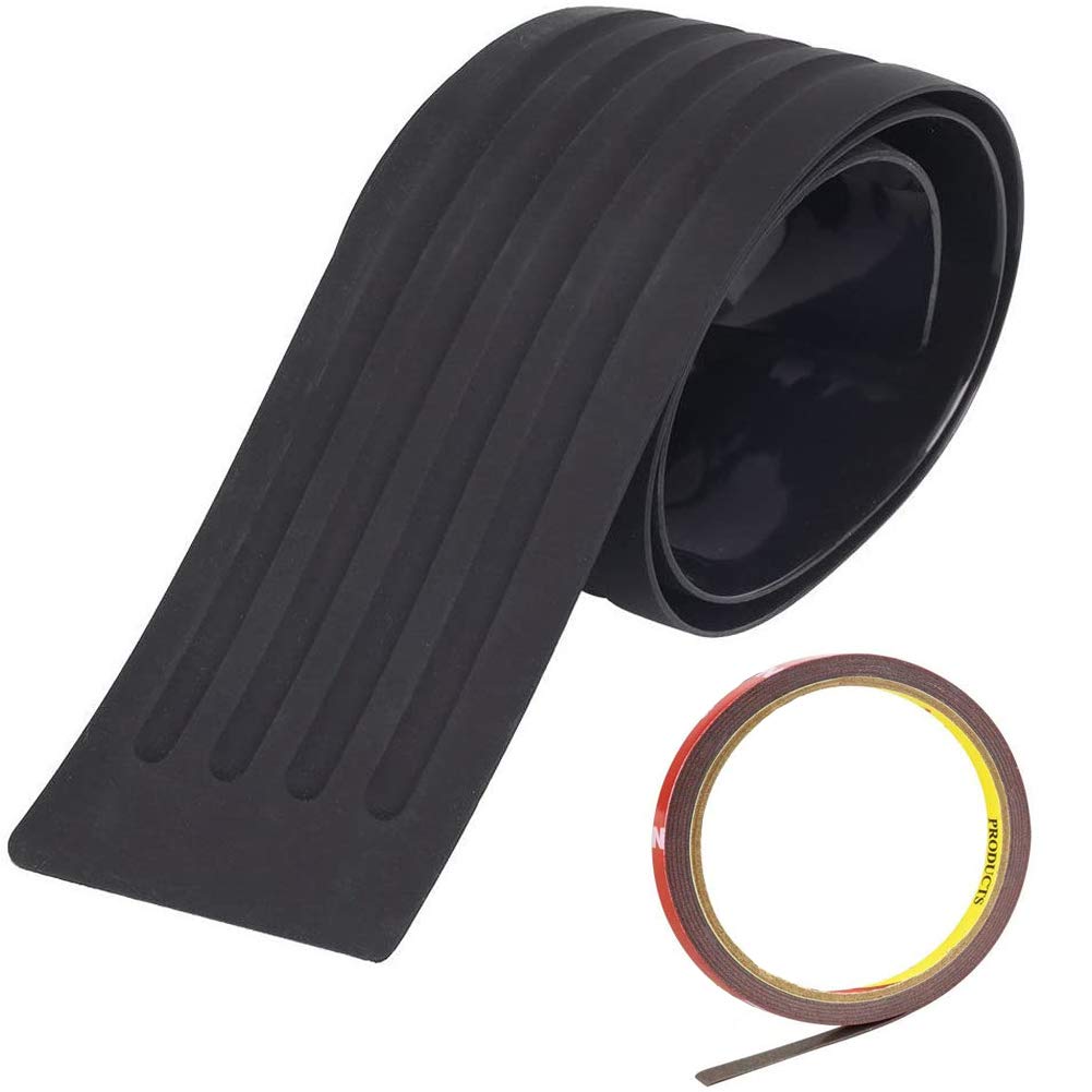 Car Rear Bumper Protector, Back Bumper Guard Universal Flexible Rubber Door Sill Guard Prevent Scratches While Unloading and Loading Anti-Skid For fits most cars,Easy DIY Installation(90cm)