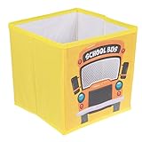 Kids Bus Themed Toy Storage Organizers by Clever Creations | Toy Box Folding Storage Ottoman for Kids Bedroom | Perfect Size Toy Chest for Books, Kids Toys, Baby Toys, Baby Clothes