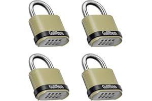 Guliffen Outdoor Combination Lock, Heavy Duty Weatherproof Combination Padlock, 4 Pack Resettable Combination Lock for Locker, Shed, Garage, Gate, Fence