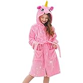 Doctor Unicorn Girls Fleece Hooded Robe Toddler Warm Fuzzy Bathrobe