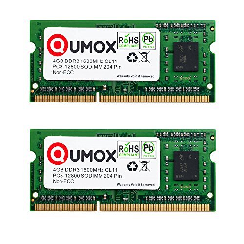 QUMOX 8GB (2x 4GB) 1600 DDR3 4 GB PC3-12800 SO-DIMM PC3 RAM Laptop Memory 204pin CL11