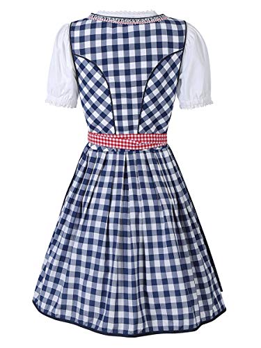 Evaliana Oktoberfest Waitress Party Dress German Bavarian Beer Wench Carnival Halloween Costume Maid Outfit Navy Blue - Thumbnail 2