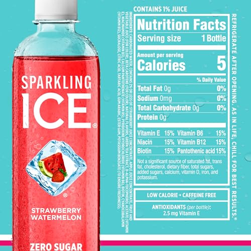 SPARKLING ICE BLUE VARIETY PACK, ZERO SUGAR SPARKLING WATER, WITH VITAMINS AND ANTIOXIDANTS, 17 FL OZ, 12 COUNT (CLASSIC LEMONADE, STRAWBERRY WATERMELON, GRAPE RASPBERRY, LEMON LIME)