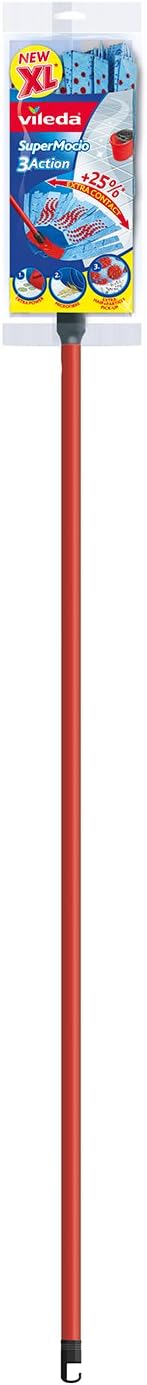Vileda SuperMocio 3Action XL Mop with Spare Head Red Grey Blue 80-140cm view 2