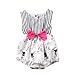 Honganda Baby Girl Summer Easter Outfit Cartoon Bunny Sleeveless Striped Romper Bodysuit with Bowknot White