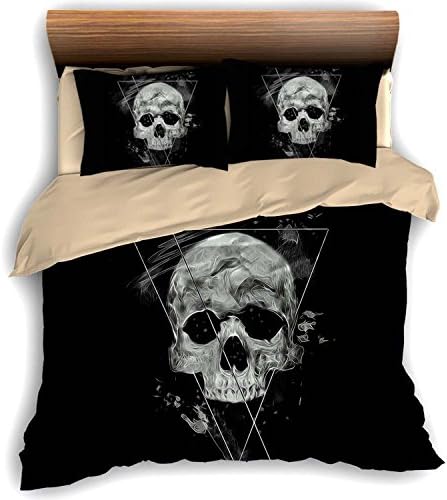 FAITOVE Abstract Skull Black 3 Piece Bedding Set 264cm X 228cm Duvet Cover Set 2 Pillowcases 100% Microfiber, King Size