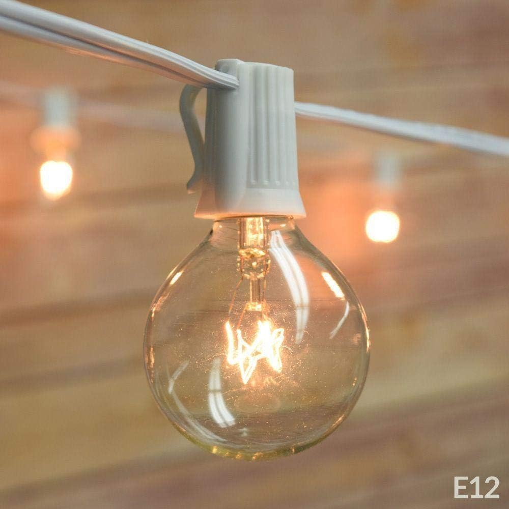 Amazon Com Fantado 10 Socket Outdoor Patio String Light Set G40 Clear Globe Bulbs 21 Ft White Cord W E12 C7 Base By Paperlanternstore Home Kitchen