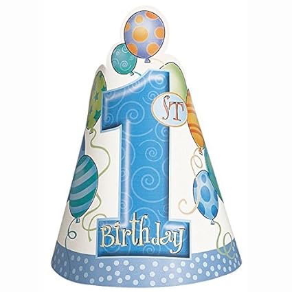 Amazon Com Blue 1st Birthday Party Hats 8ct Kitchen Dining