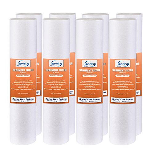 iSpring 50 micron 10"x2.5" Universal Sediment Filter Cartridges, Multi-layer, 8-pack