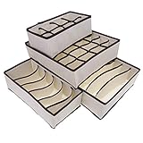 American Trends 4 Set Closet Clothes Underwear Organizer Divider Storage Boxes Beige