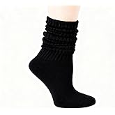 Slouchy Knee High Boot Socks Women Knit Long Tube Scrunch Socks for Casual Wear & Daily Use Size 6-11