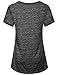 Kimmery Quick Dry Shirts Women, Juniors Workout Boat Neck Primary Tops Running Gym Clothing Slim Fit Comfort Yoga Tee Flattering Trendy Chic Short-Sleeved Seamless Stitching Blouses Black Large