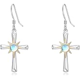 Star Earrings for Women 925 Sterling Silver Star Dangling Drop Earrings with Moonstone/Zircon Jewelry Gifts for Women