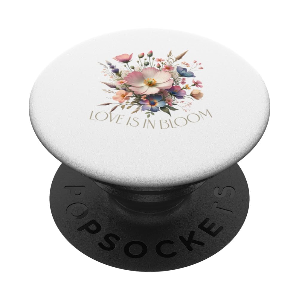 Love is in bloom bridal shower Blooming Floral wildflower PopSockets Swappable PopGrip