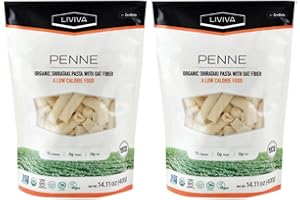 LIVIVA Organic Shirataki Konjac Penne Noodle 2 Pk (36.67 oz) – Diabetic-Friendly Low Carb, Low Calorie Pasta Noodles Ready to Serve – No Odor, Certified Non-GMO, Gluten Free, Vegan, Plant-Based, Keto, Kosher, Halal
