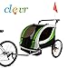 Clevr Green Collapsible 2 Seats 3-in-1 Double Bicycle Trailer Baby Bike Jogger/Stroller Jogging Running Kids Cart Bike | Suspension & Pivot Front Wheel