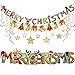 Christmas Party Decoration Banner Flag with Foil Swirl Ceiling Hanging Golden Stars (Golden) for Fireplace Christmas Tree