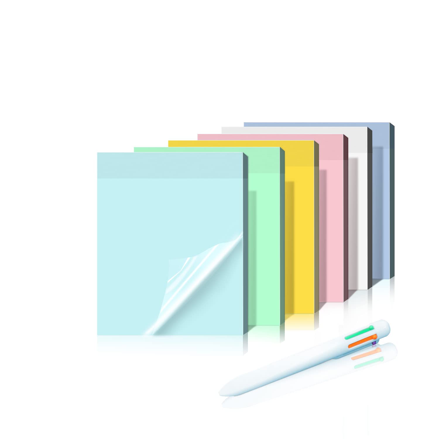 300Pcs Transparent Sticky Notes, Colored Clear Sticky Note Pads 70*95mm Waterproof Translucent Sticky Note Tab, Sticky Note Pad Perfect for Studying, Reading, Learning, Apply to Office, School