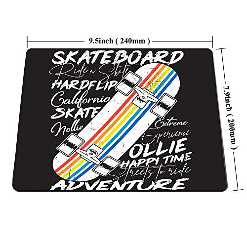 HGOD DESIGNS Skateboard Gaming Mouse Pad,Colorful Skateboard Poster Design Mousepad Rectangle Non-Slip Rubber Mouse Pads(7.9"X9.5") - Thumbnail 2