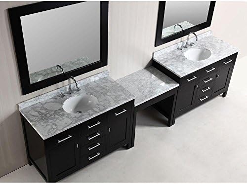 Design Element DEC076CX2_MUT Two London Single Sink Vanity Set with One Make-Up Table, 48-Inch, Espresso