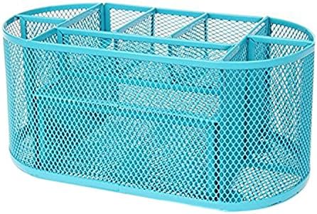 Desk Tidy Mesh Set Office Organiser Tray Multi-functional Pencil Pot Suitable For Stuffs And School Teacher Or Students. (blue)