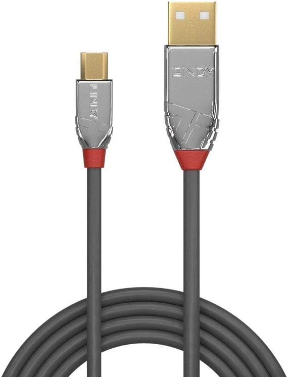 Lindy 5m USB 2.0 Type A to Micro-B Cable, Cromo Line, Grey - Image 3