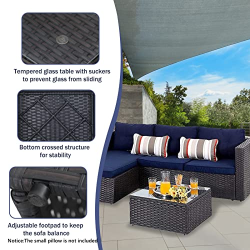 PHI VILLA 3 Piece New Patio Sectional Furniture Outdoor Sofa Set with