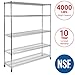 Seville Classics UltraDurable Commercial-Grade 5-Tier NSF-Certified Steel Wire Shelving with Wheels, 60" W x 18" D x 72" H, Chrome primary