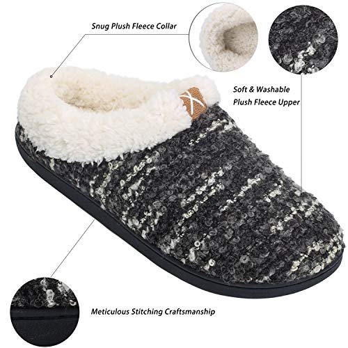 Womens-Comfort-Memory-Foam-Slippers-Plush-Lined-House-Shoes-Indoor-Outdoor-Anti-Skid-Rubber-Sole