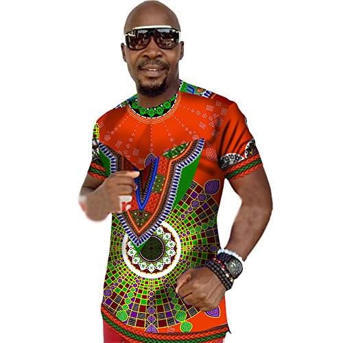 Dashikis Traditional Men African Print Short Shirts Blouse Tops wyn219