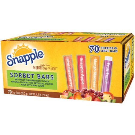 Snapple Assorted Sorbet Bars 70 Count 1 oz. ea.