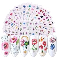 Macute Nail Water Decals Nail Art Stickers for Women 24 Sheets Assorted Flower Rose Patterns for Fingernails and Toenails Decorations Manicure Tip Charms Accessories DIY Nail Art Designs